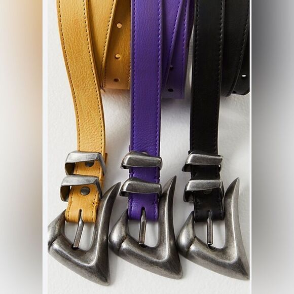 Free People Billie leather belt in honey yellow. S/M. New main image 6